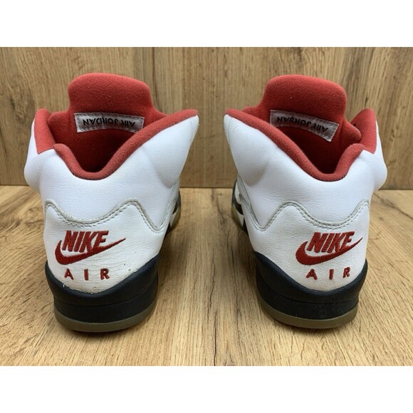 Nike Air Jordan 5 Retro Mid Fire Red Silver Tongue Sneakers 5Y White 440888-102 - Picture 7 of 16